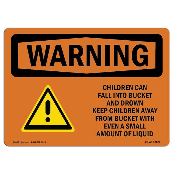 OSHA WARNING Sign, Children Can Fall Into W/ Symbol, 18in X 12in Aluminum, 18" W, 12" H, Landscape